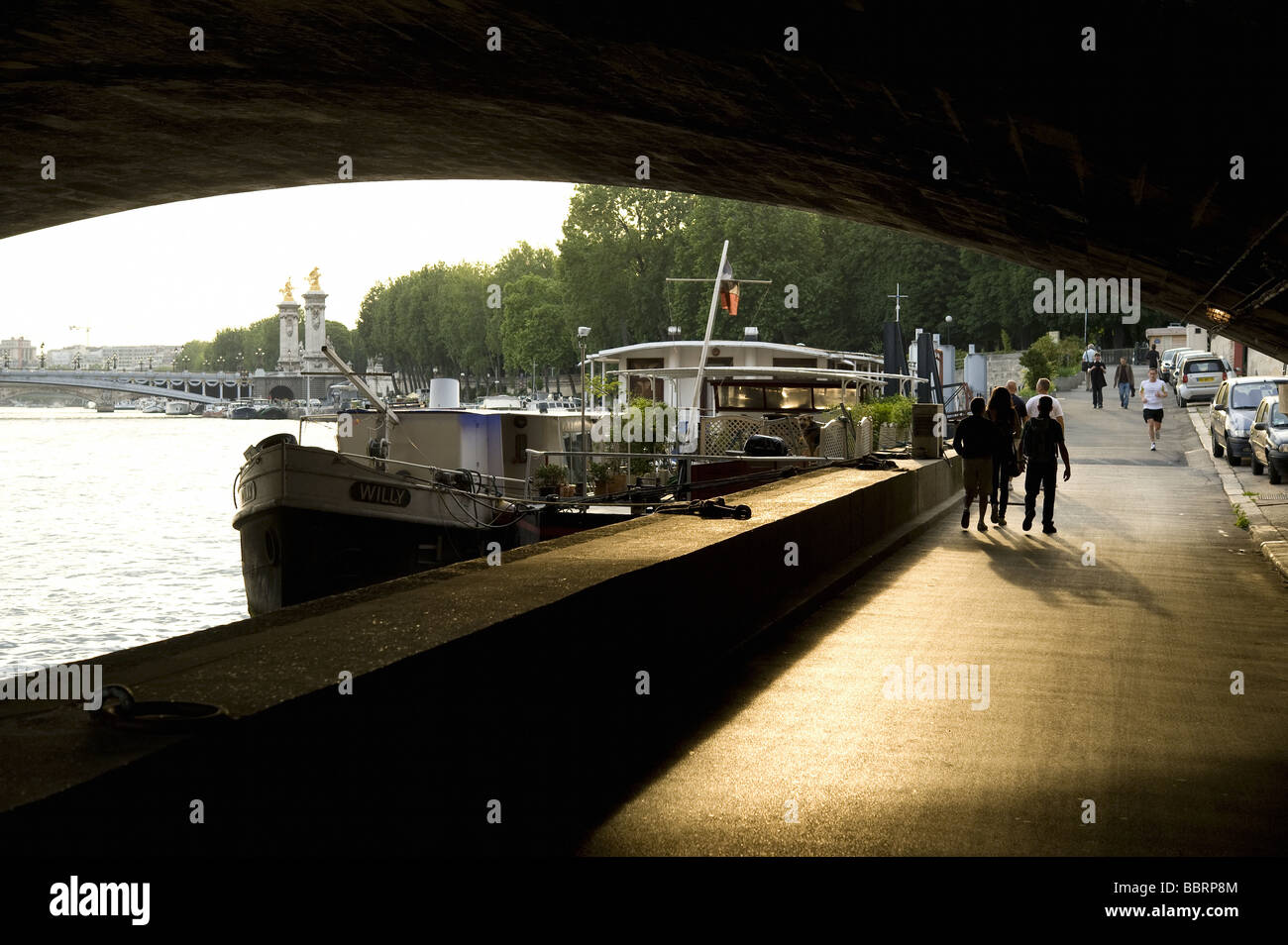Paris Hausboote an der Seine Paris Houseboats at the Seine River Stock Photo
