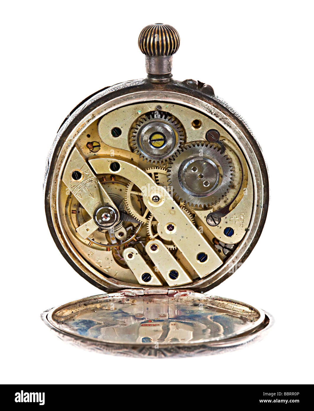 Antique pocket watch movement UK Stock Photo