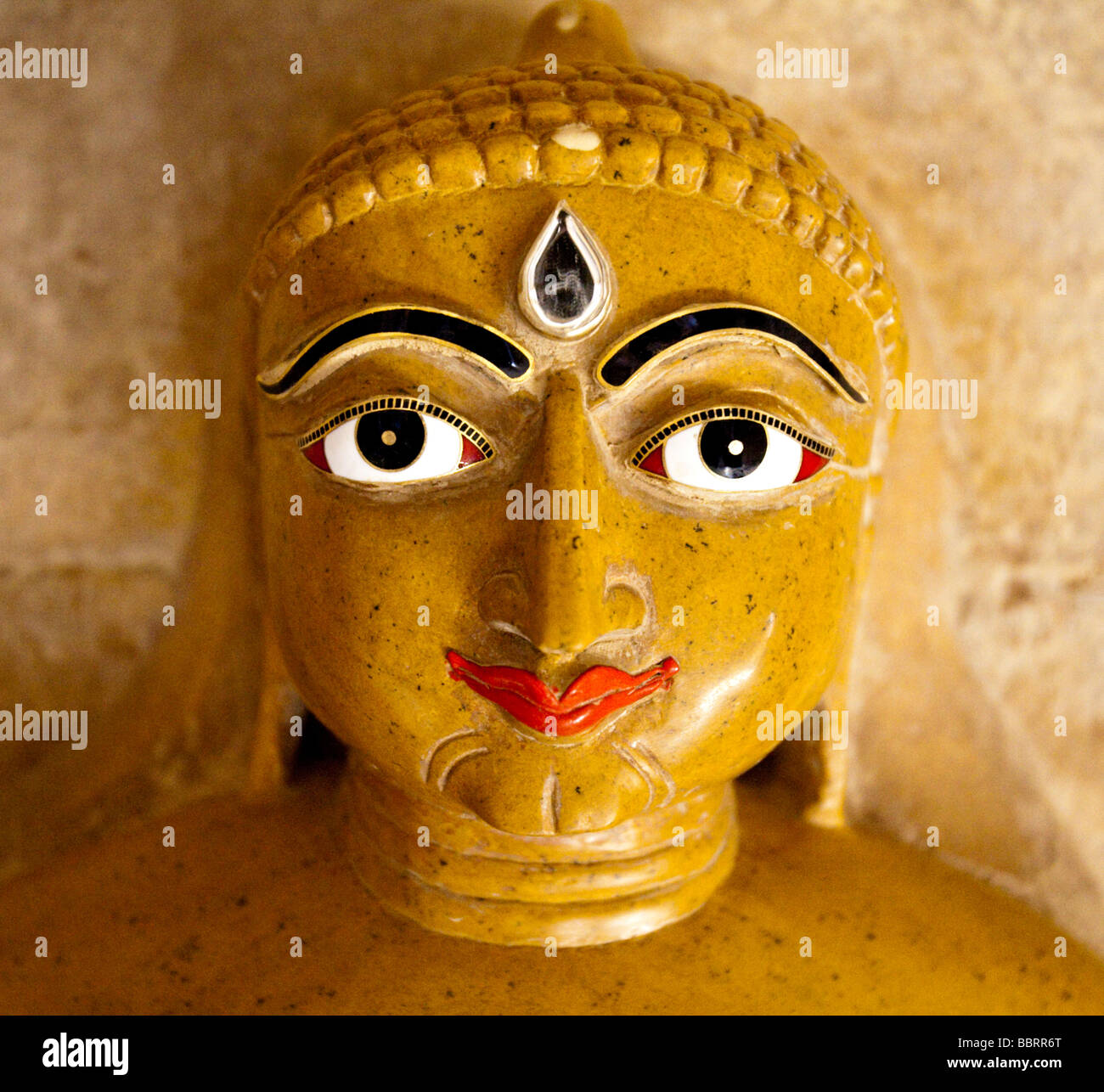 Polished Stone Statue Of Mahavira In A Jain Temple Jaisalmer Rajasthan India Stock Photo