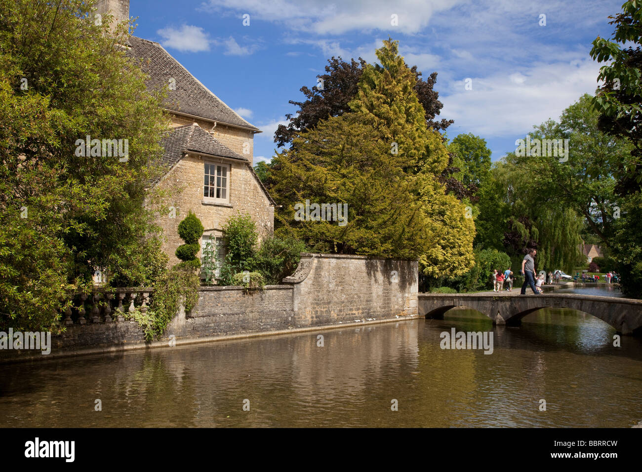 Bourton-on-the-Water view, River Windrush Stock Photo