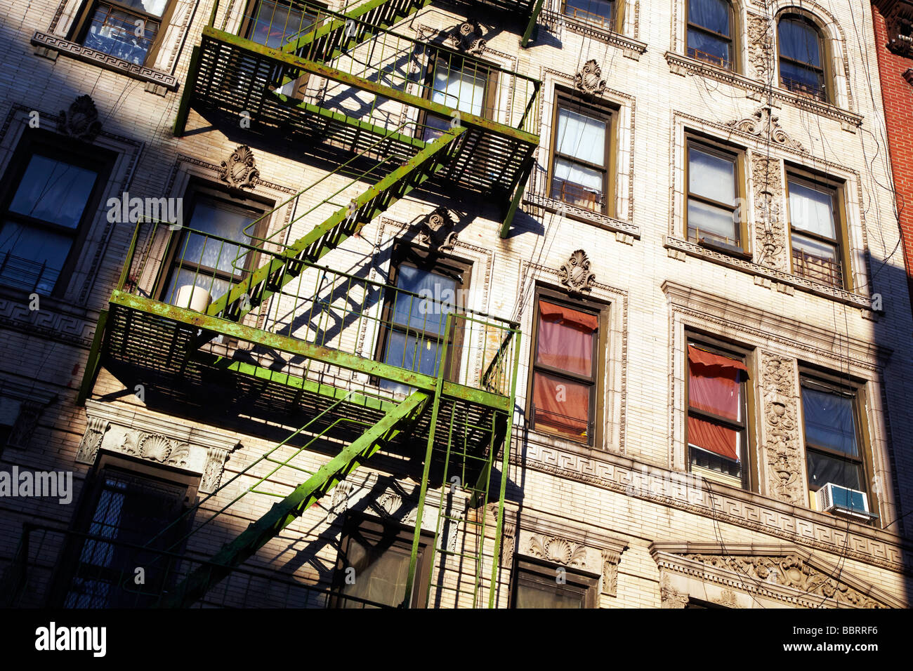building fire escape, New York Stock Photo Alamy