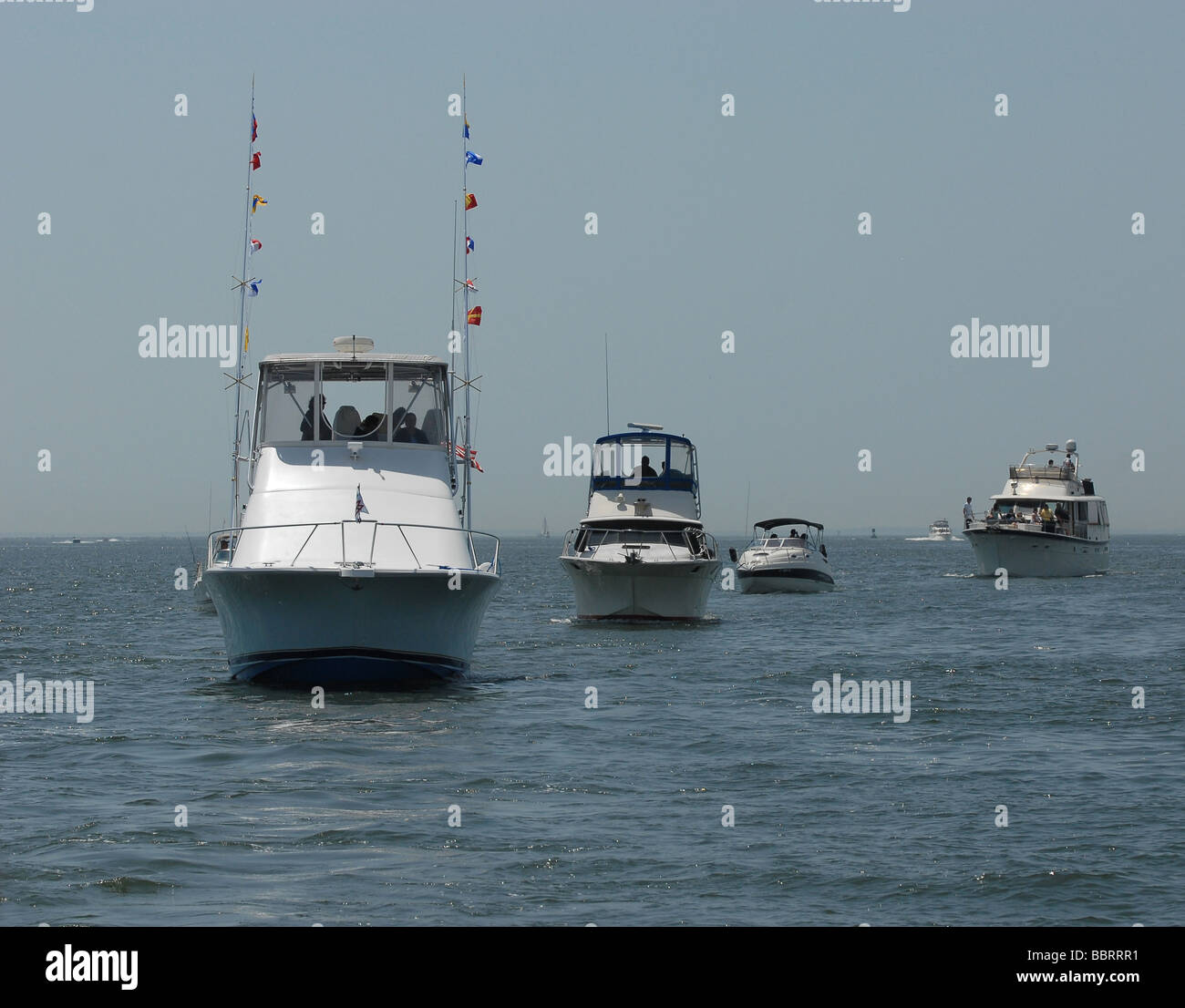A Parade of Boats in Long Island Sound during the annual "Blessing of