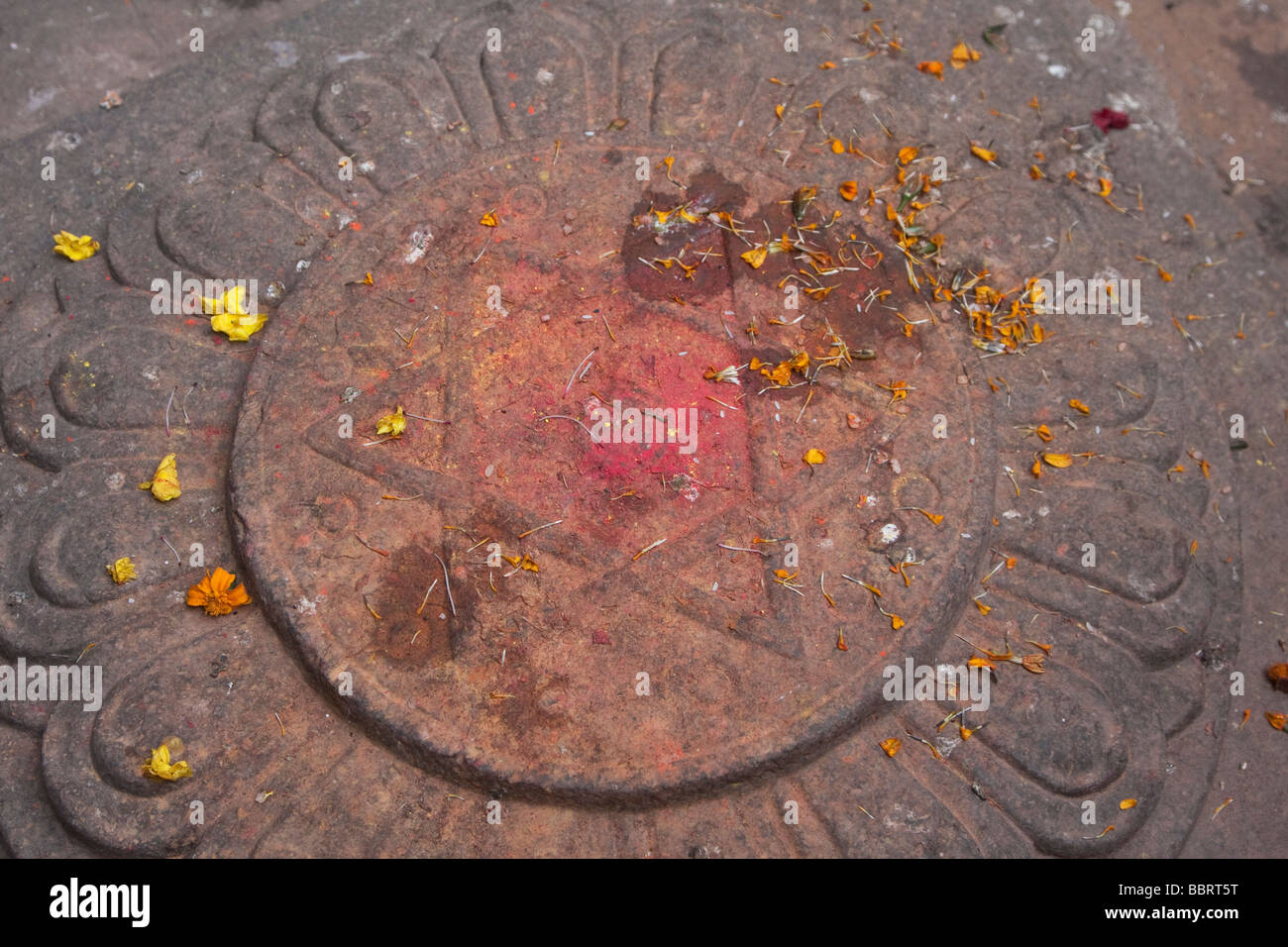 Kathmandu,Nepal.  Six-pointed Star, Symbol of Knowledge in Hindu Tradition, Courtyard of the Kumari Bahal, Durbar Square. Stock Photo