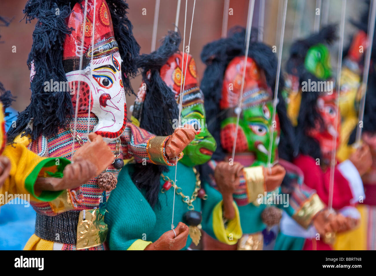 Kathmandu, Nepal. Dolls of Ganesh, Son of Shiva, and Hanuman, in a ...