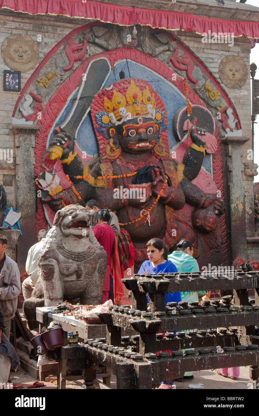 Kathmandu, Nepal. Kala (Black) Bhairab, Shiva in his most fearsome aspect. Durbar Square. Stock Photo