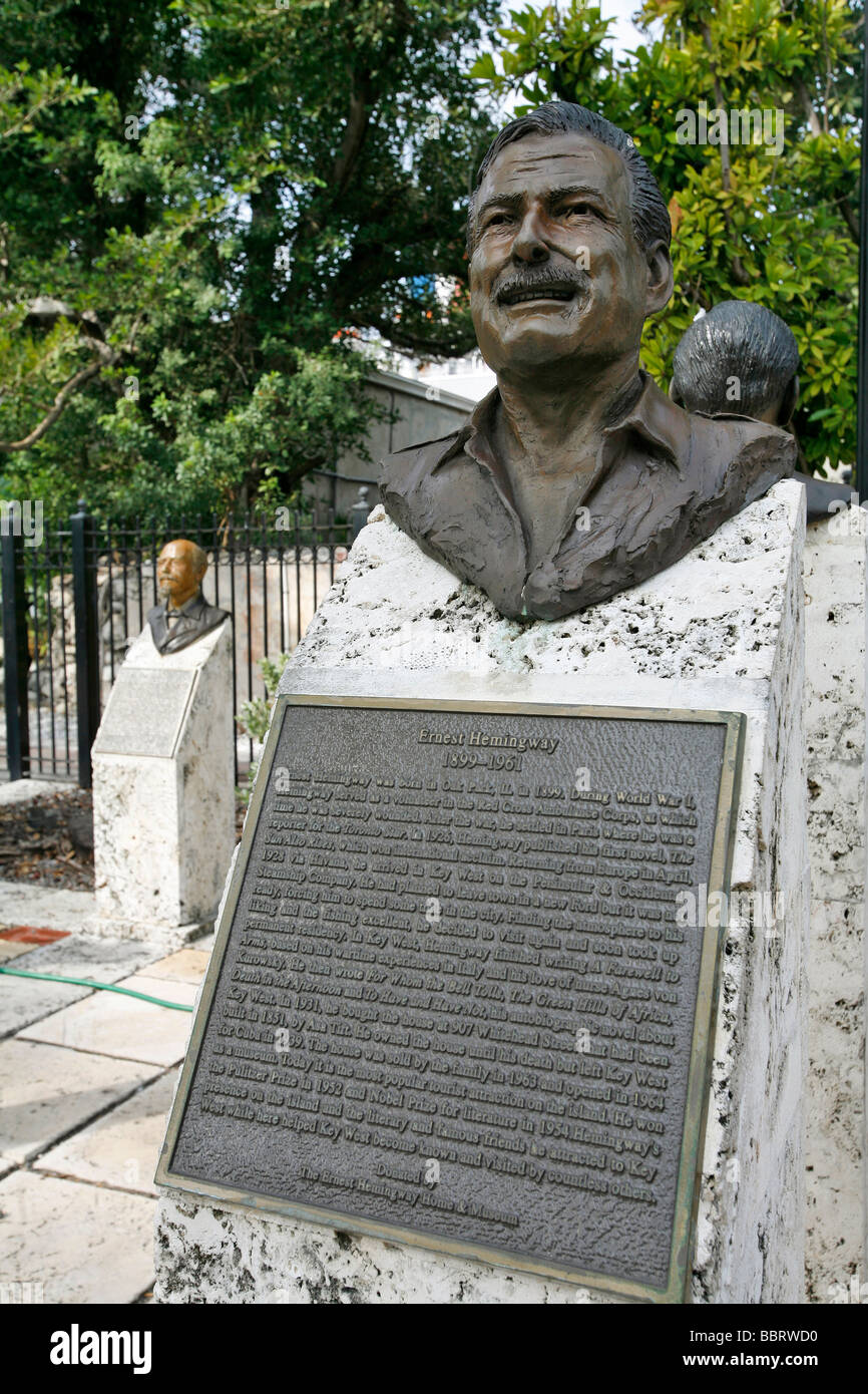 STATUE OF ERNEST HEMINGWAY, KEY WEST, FLORIDA, UNITED STATES, USA Stock