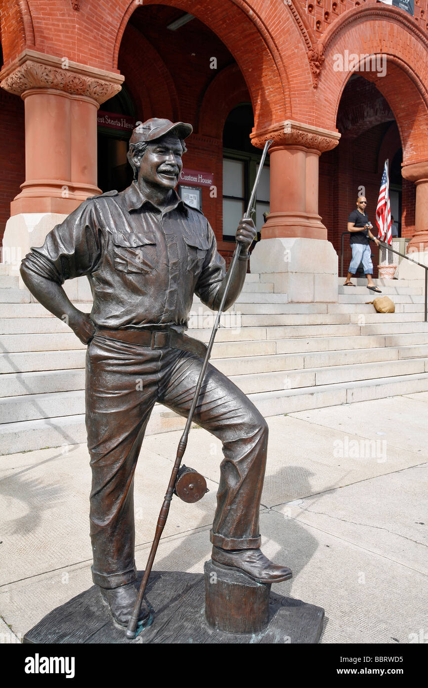 STATUE OF ERNEST HEMINGWAY, KEY WEST, FLORIDA, UNITED STATES, USA Stock