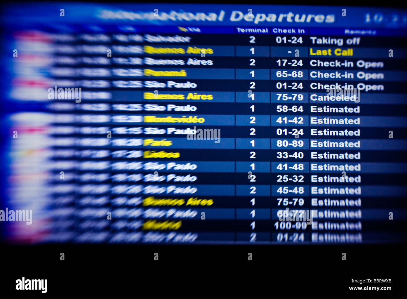 electronic panel in airport Stock Photo