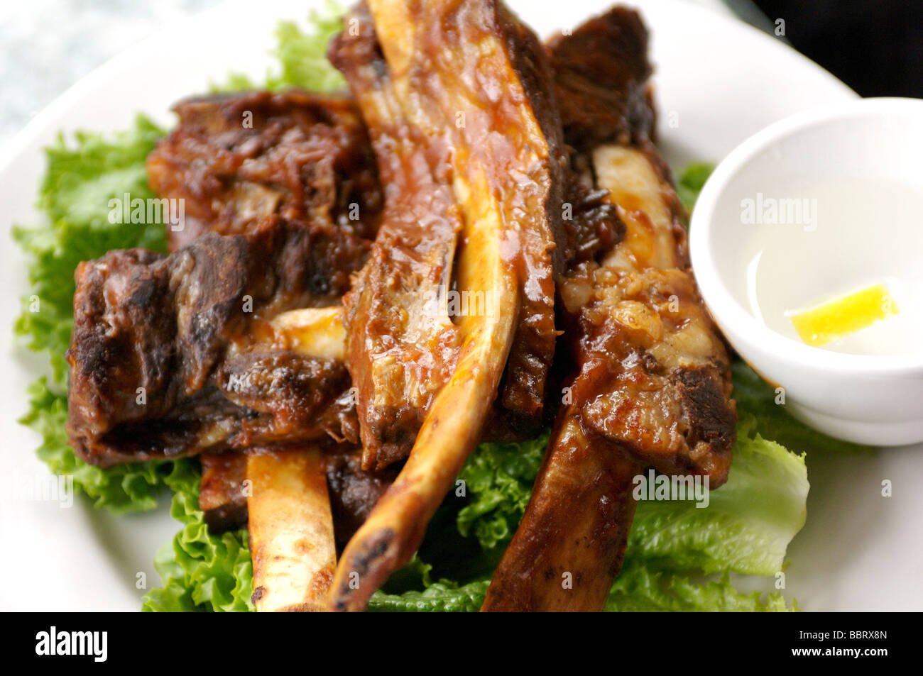 Barbecued pork ribs Stock Photo