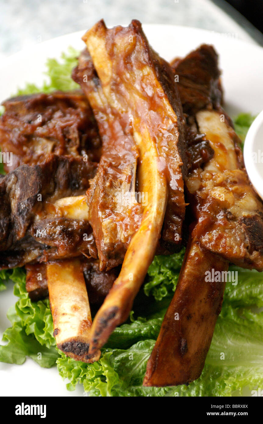 Barbecued pork ribs Stock Photo
