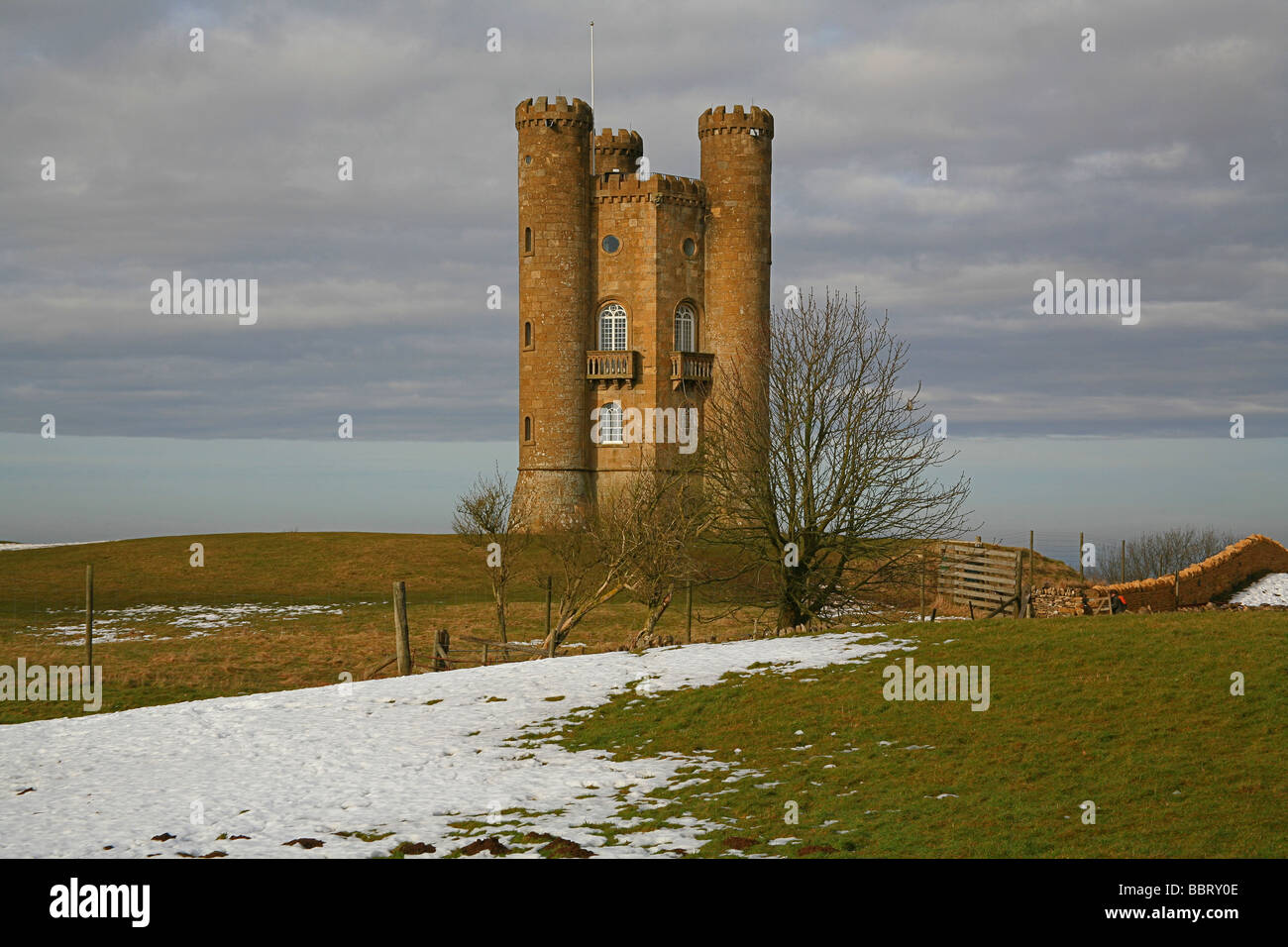 The Broadway Tower on top of the Cotswold Hills, Broadway, Worcestershire, England, UK Stock Photo