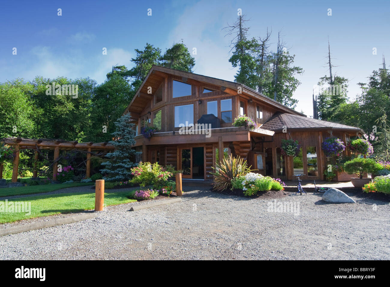 Cottage with Parking Lot Vancouver Island British Columbia Canada Stock