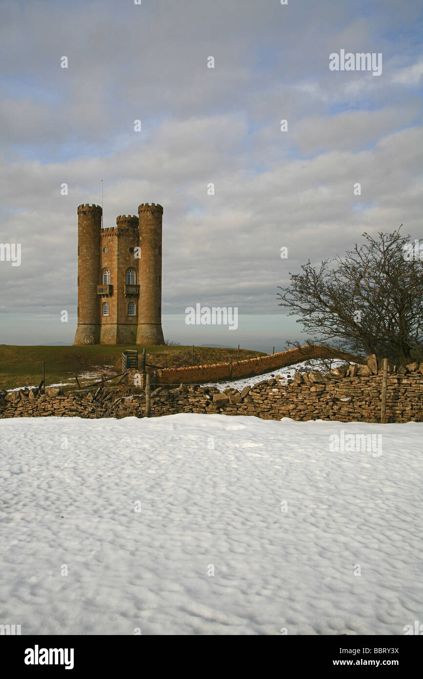 The Broadway Tower on top of the Cotswold Hills, Broadway, Worcestershire, England, UK Stock Photo