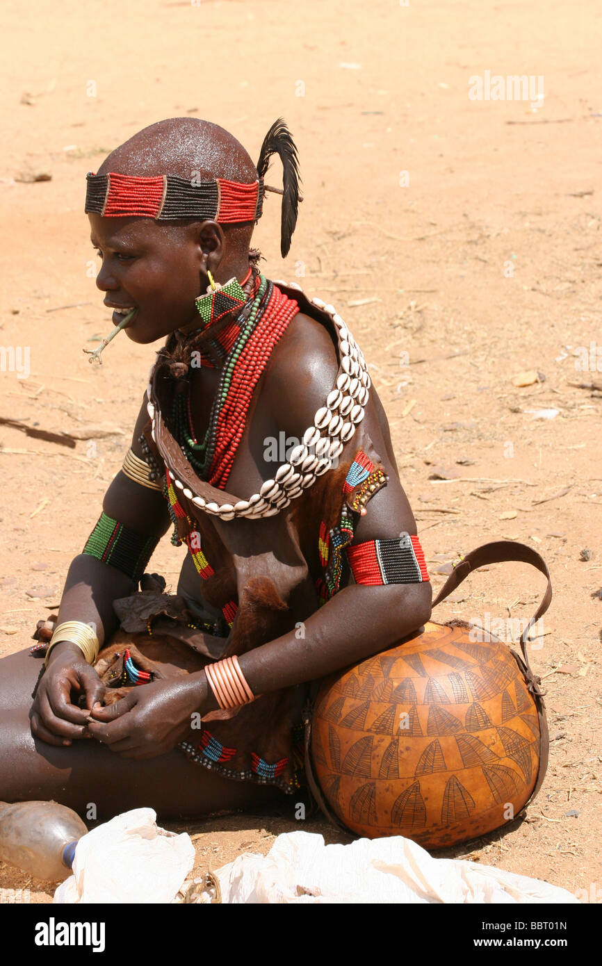 Africa Ethiopia Omo Valley Daasanach tribe woman Stock Photo