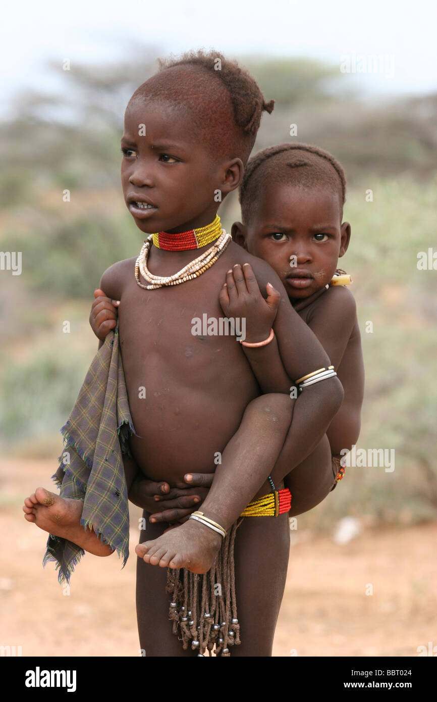 Africa Ethiopia Omo Valley Daasanach tribe baby Stock Photo