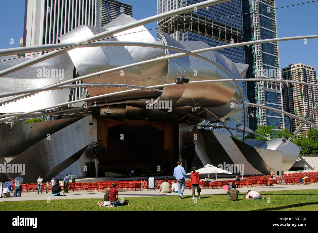 The Jay Pritzker Pavilion in Millennium Park downtown Chicago Illinois USA Stock Photo