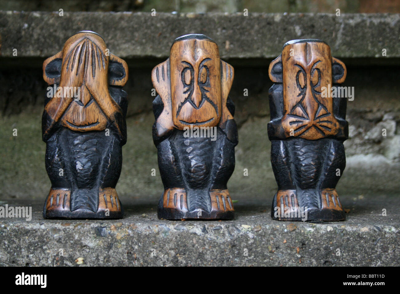 Three Wise Monkeys Stock Photo