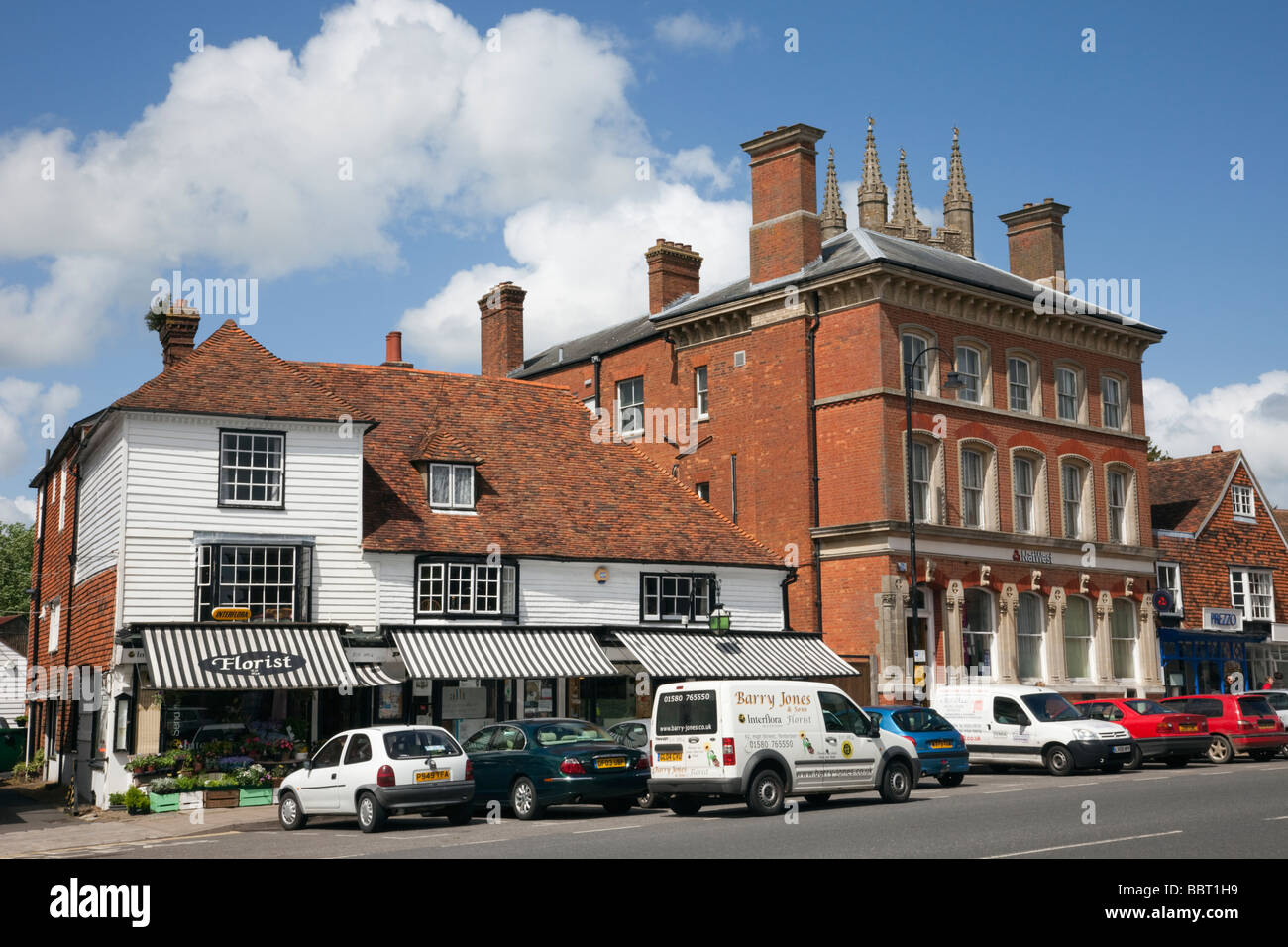 High Street Tenterden Kent England UK. Small shops in historic Kentish