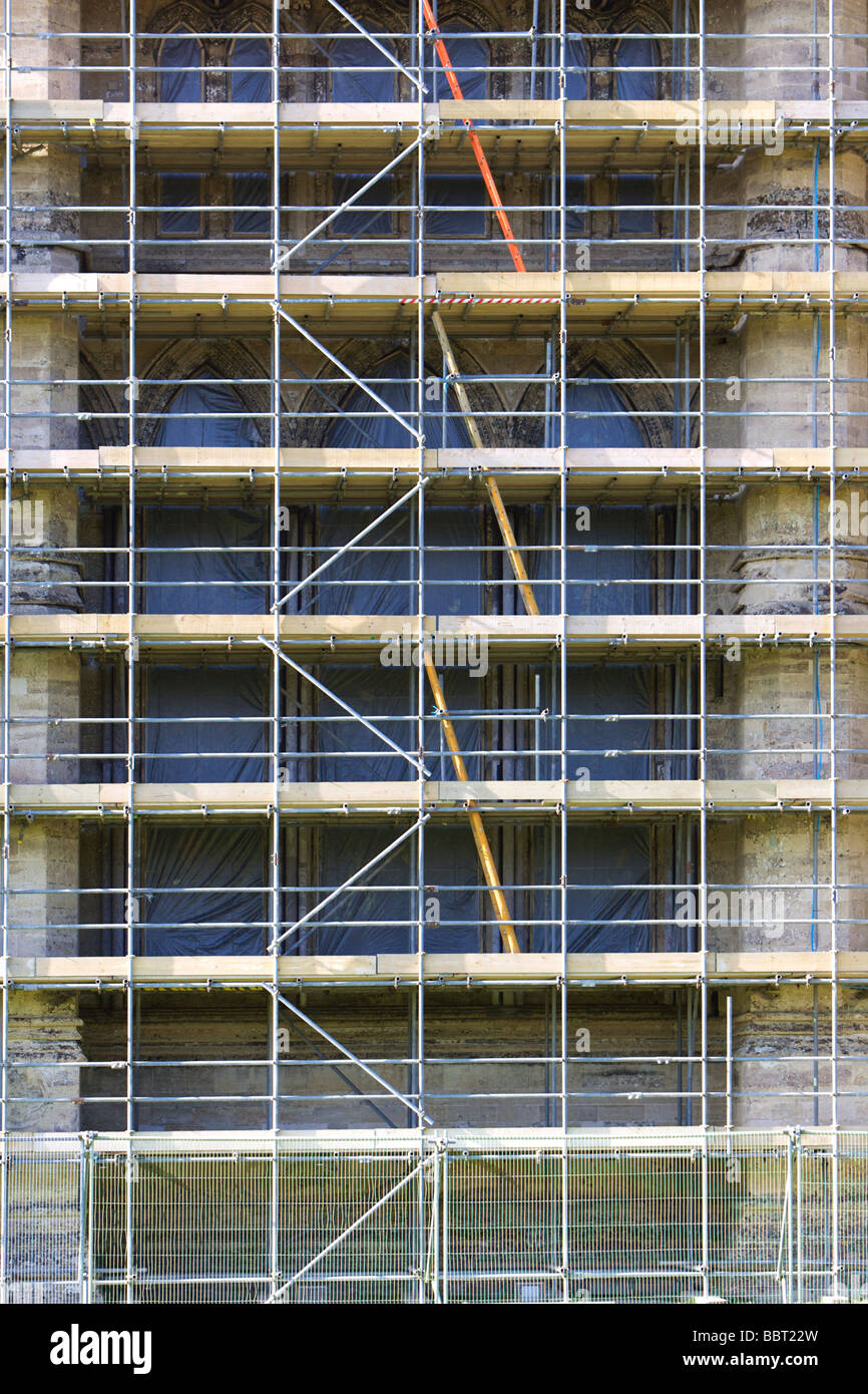 Scaffolding on Salisbury Cathedral Stock Photo