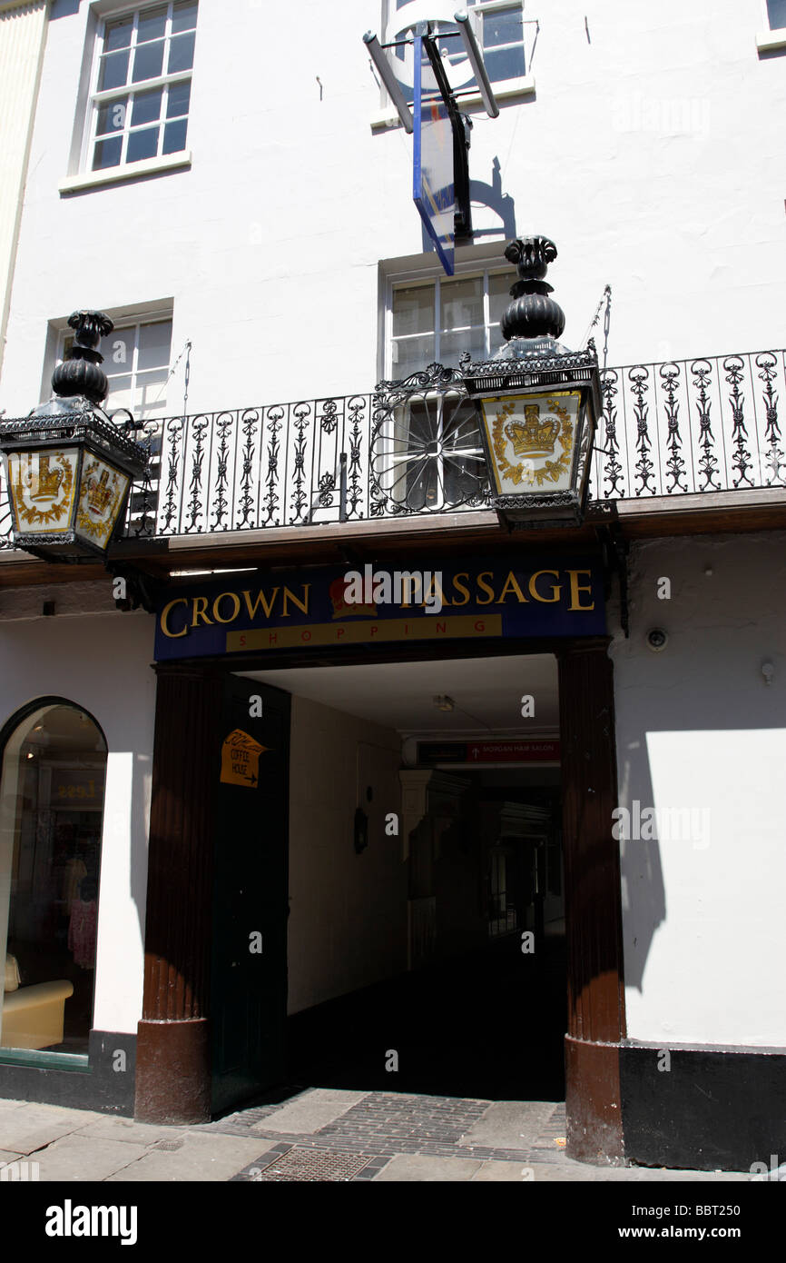 entrance to crown passage on broad street worcester uk Stock Photo