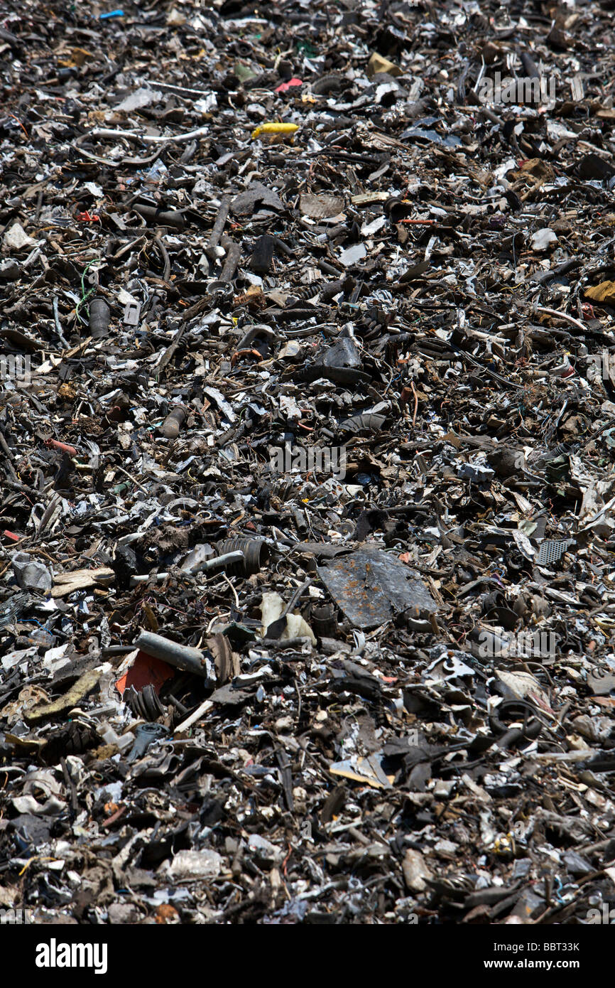 A heap of processed scrap metals at a recycling centre Stock Photo