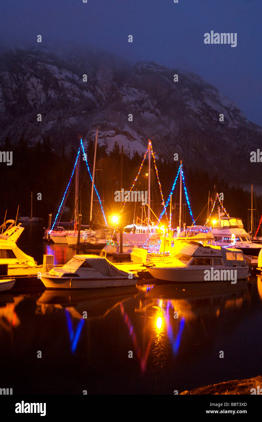 ../Christmas lights in a marina Christmas eve Stock Photo Alamy