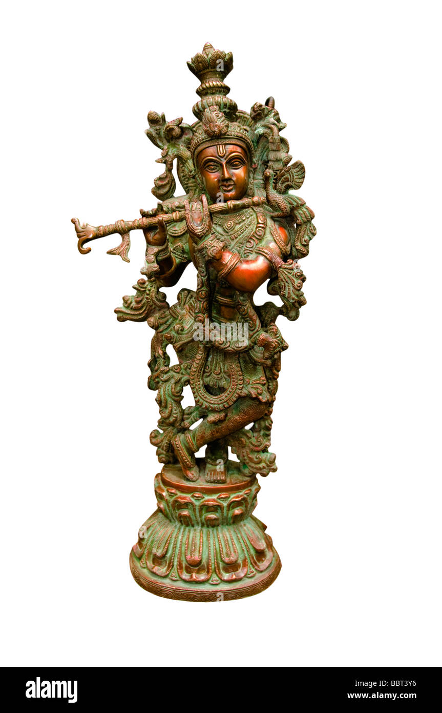 Hindu deity krishna playing flute Stock Photo Alamy