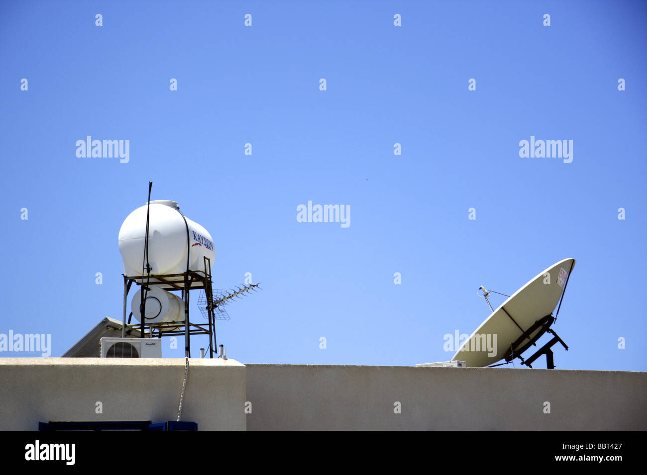 Solar hot water tank on a villa near Paphos, in Cyprus Stock Photo - Alamy