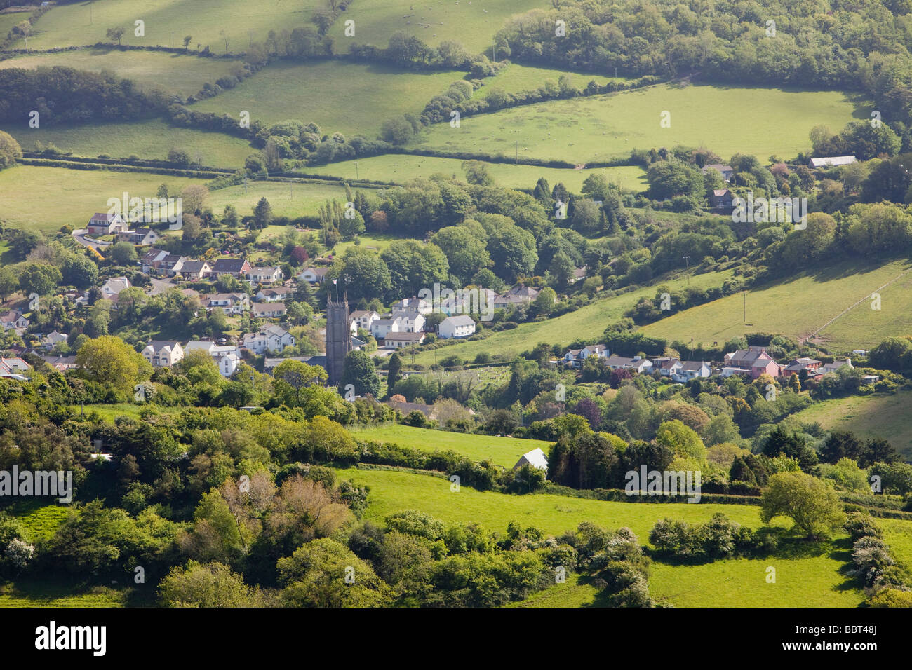 Combe Martin and surrounding countryside on the north Devon coast UK