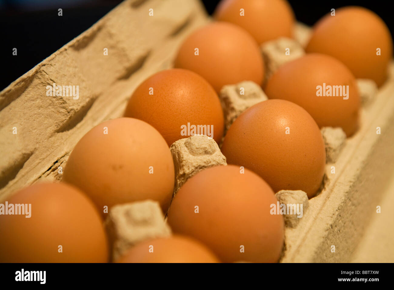 British large yellow eggs in carton Stock Photo Alamy