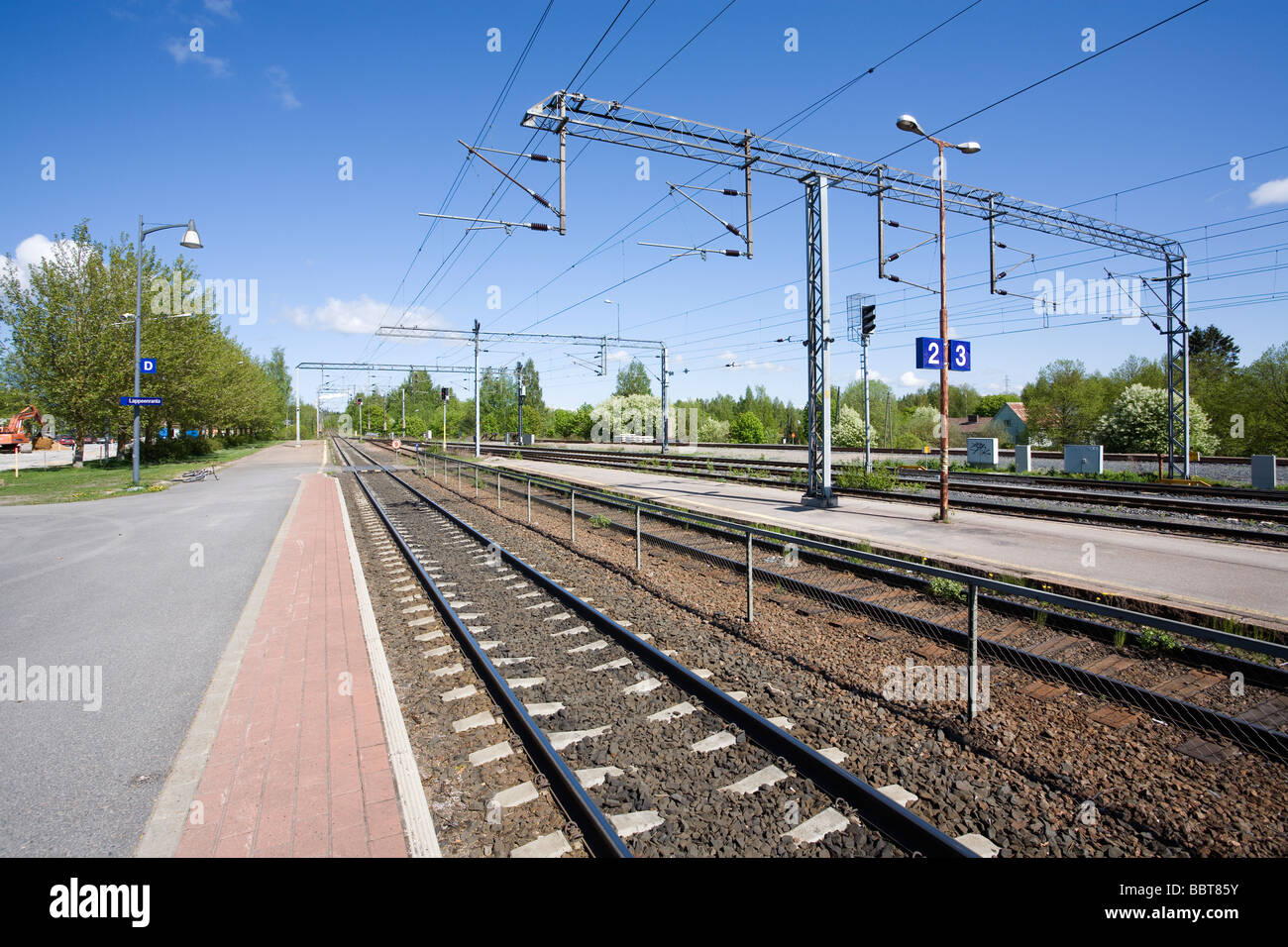 empty railway platform Stock Photo