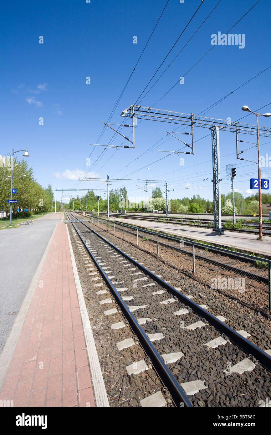empty railway platform Stock Photo