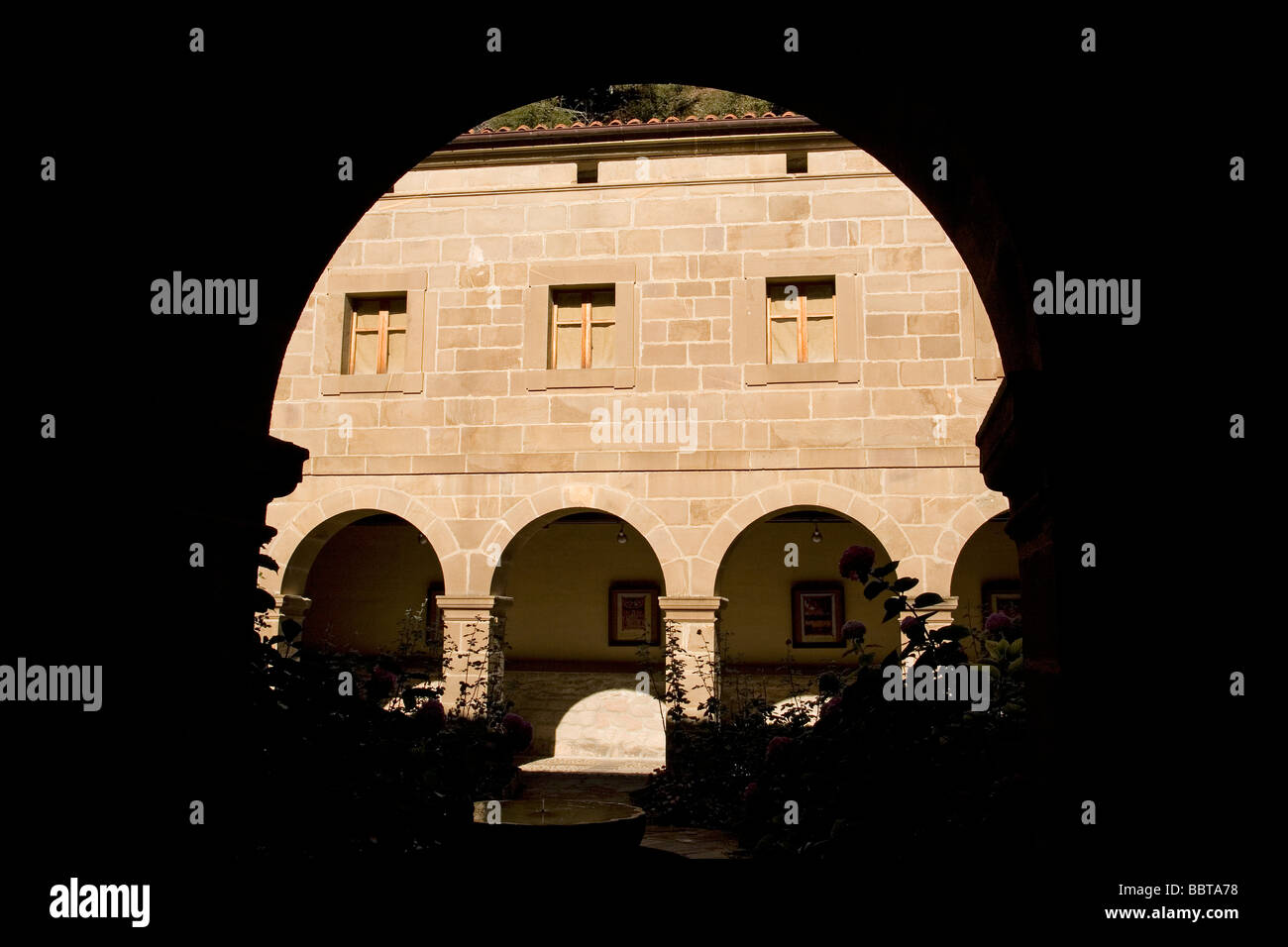 Cloister of the Monastery of Santo Toribio de Liebana Picos de Europa Cantabria Spain Stock Photo