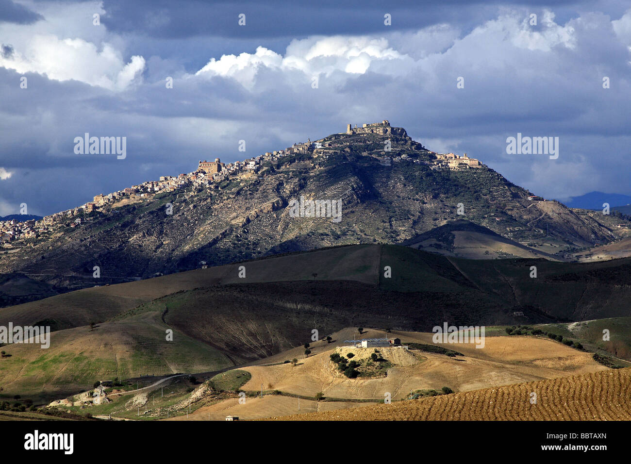 Village view, Agira, Sicily, Italy Stock Photo