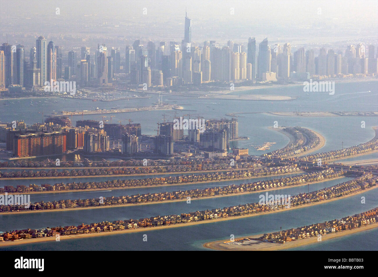 Dubai Palm Jumeirah manmade islands in the sea Stock Photo
