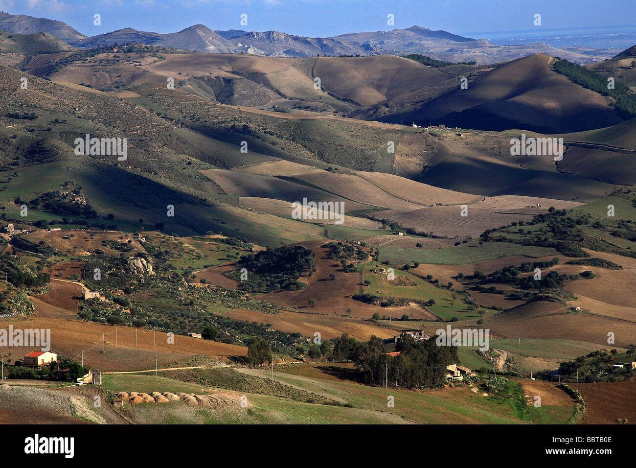 Landscape, Agira outskirts, Sicily, Italy Stock Photo