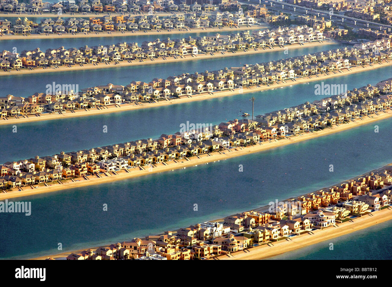 Dubai Palm Jumeirah manmade islands in the sea Stock Photo