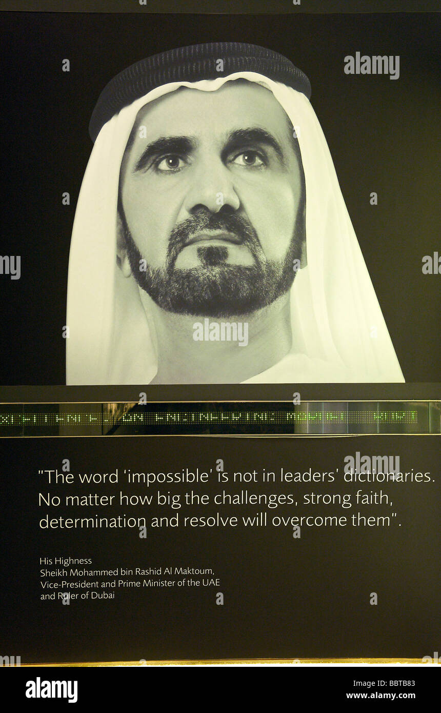 Dubai portrait of Sheikh Mohammed al Maktoum Stock Photo