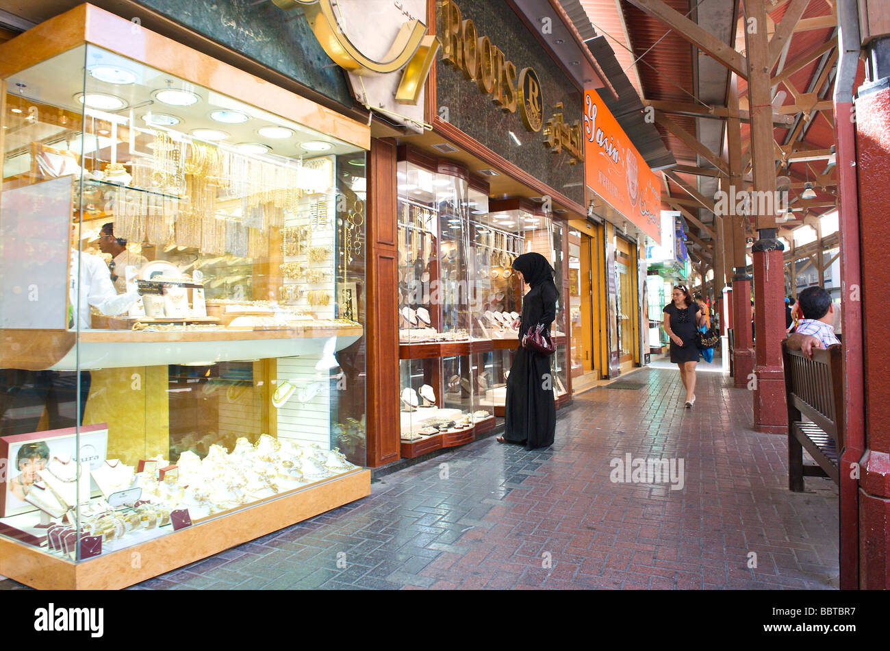 Dubai gold souq in the old Arab town Stock Photo
