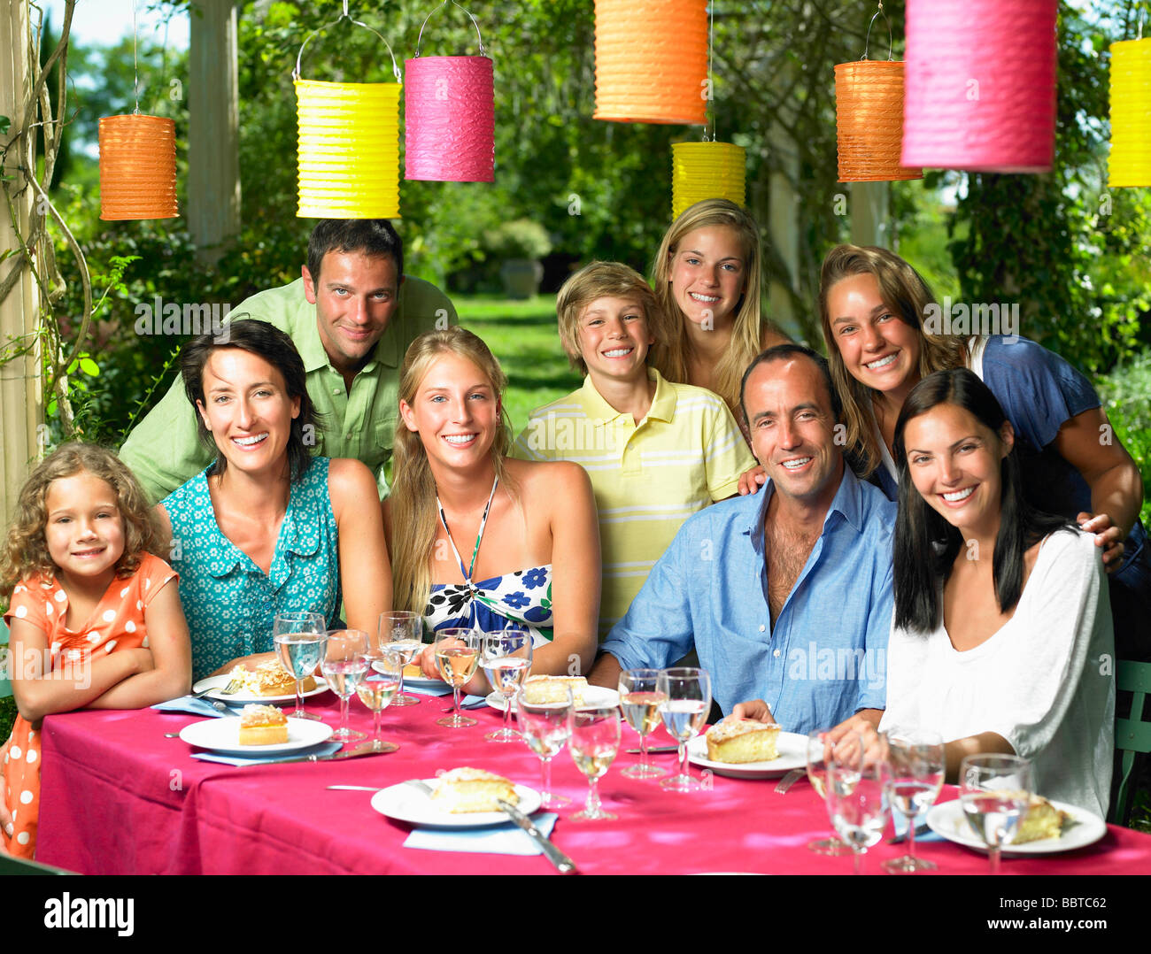 Friends having lunch,  outdoors Stock Photo