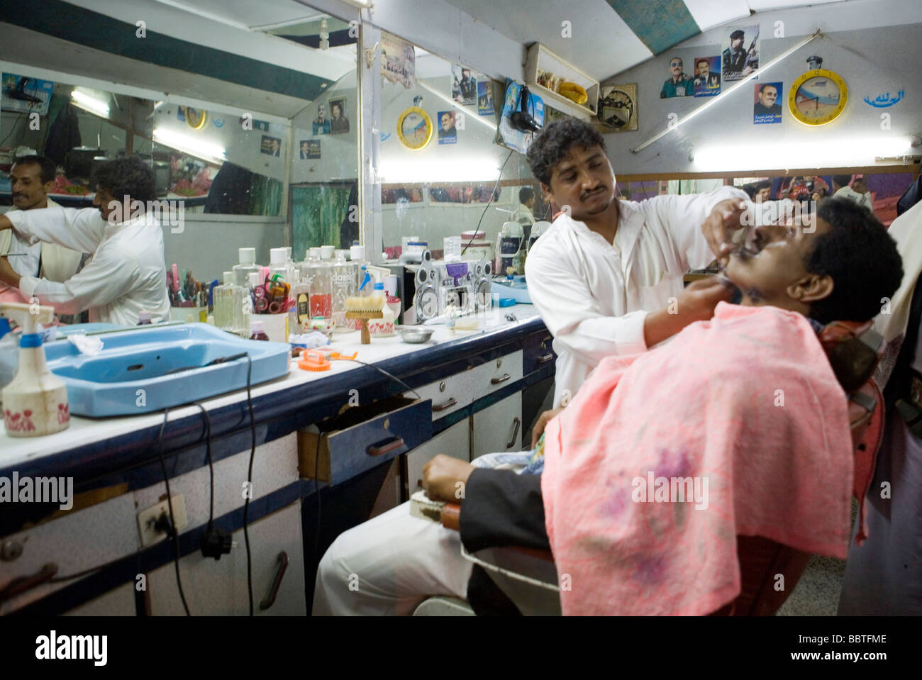 Barber's shop, Hajjah, Yemen, Middle East Stock Photo