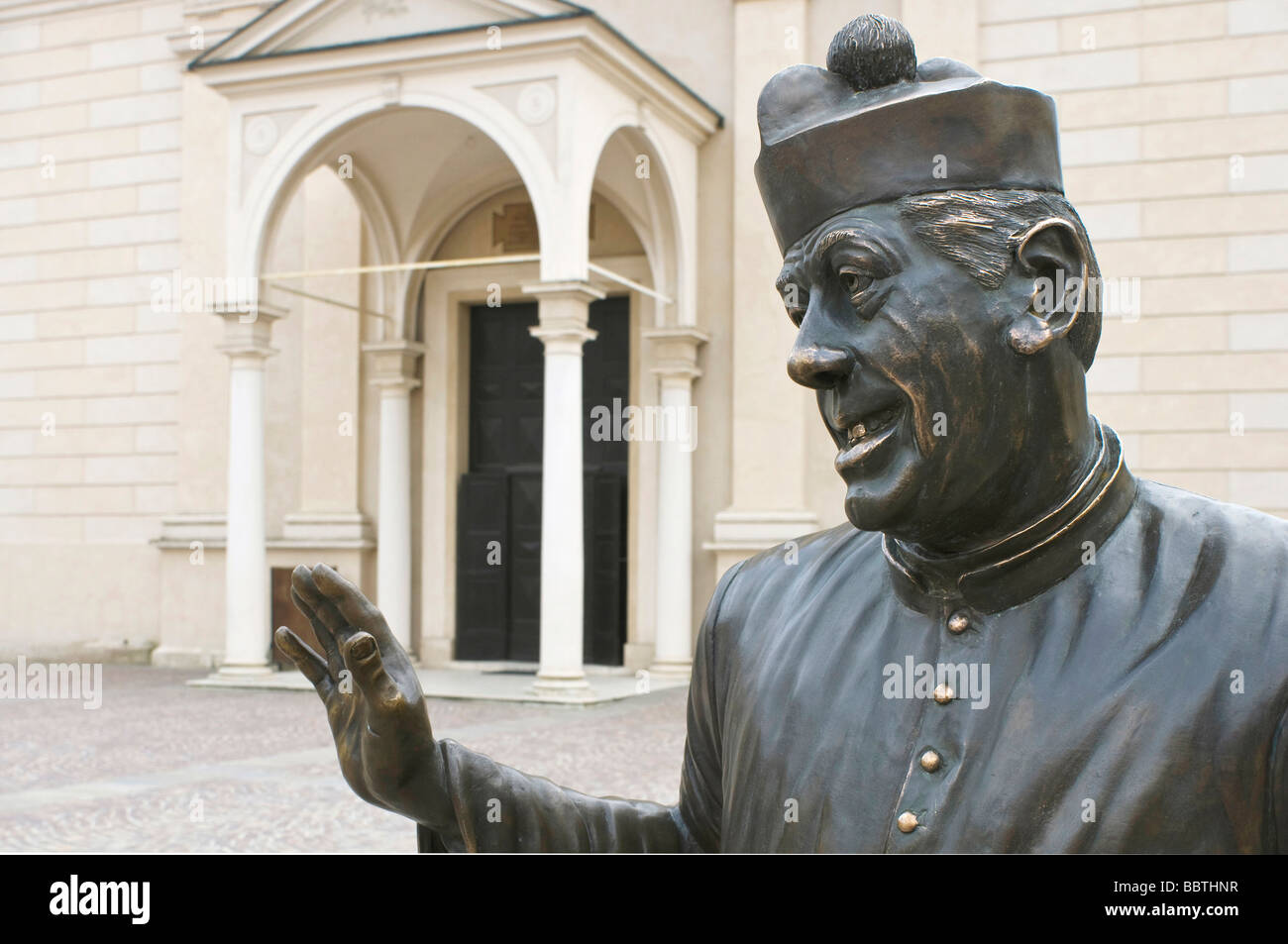 Don Camillo statue, Brescello, Emilia Romagna, Italy Stock Photo