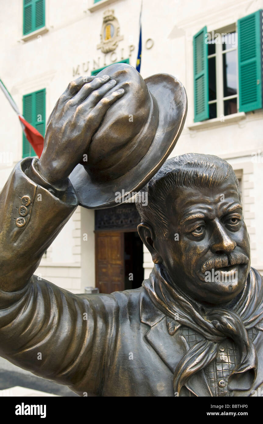 Peppone statue, Brescello, Emilia Romagna, Italy Stock Photo