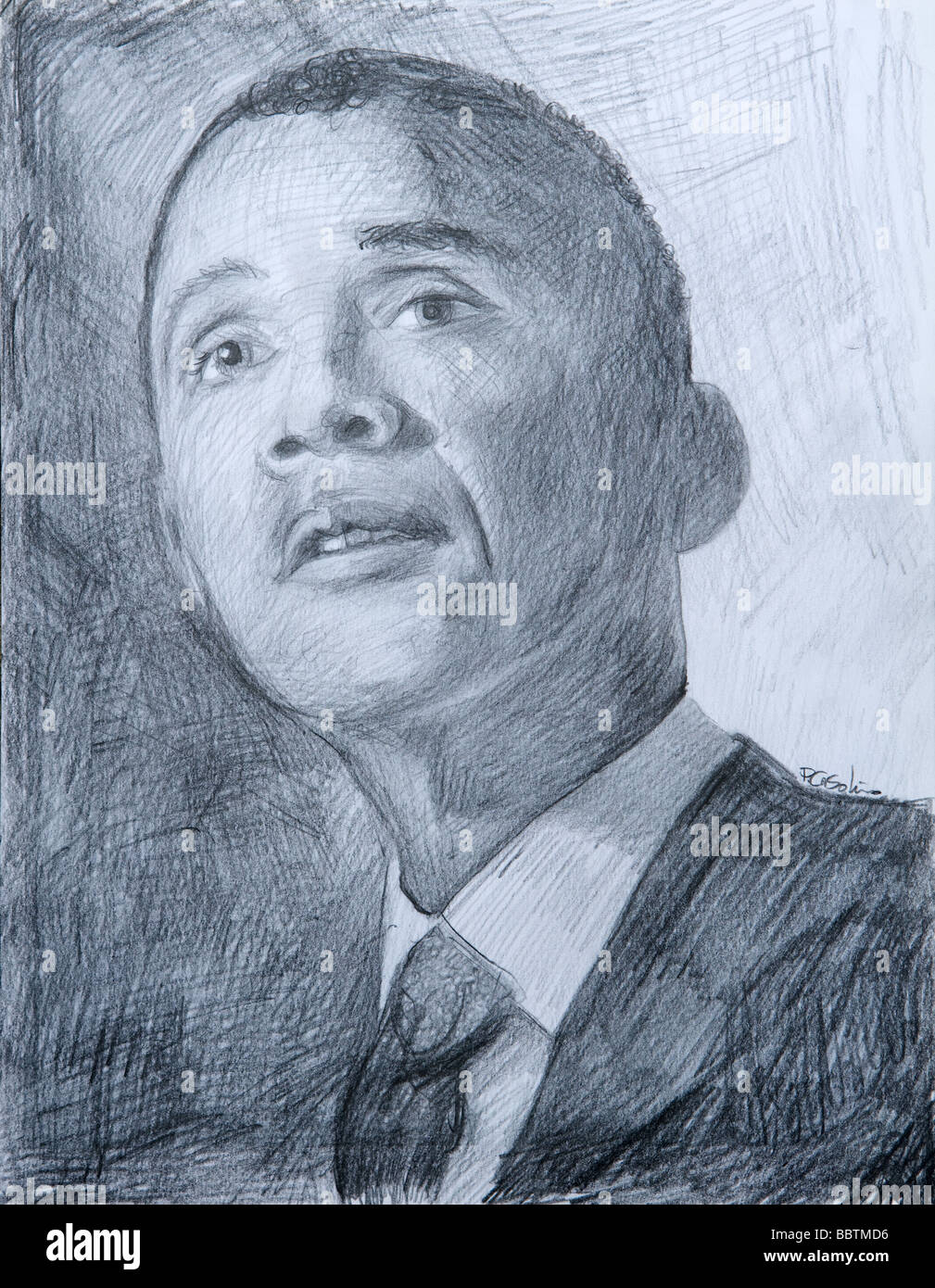 Drawing of US President Barack Obama Stock Photo