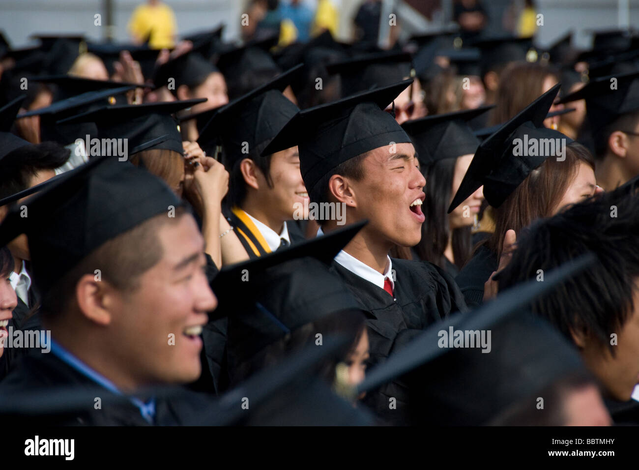 Asian American teen high school graduation grad Stock Photo
