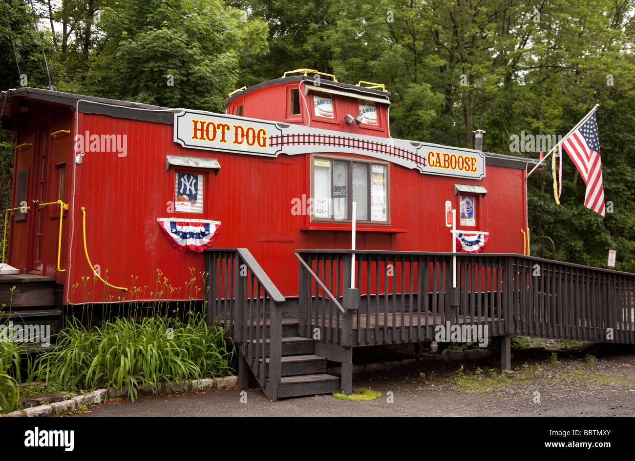 An old caboose converted into a restaurant Stock Photo