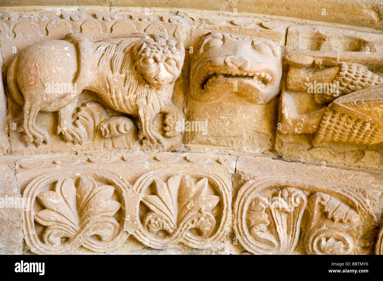 Romanesque Church of Santa Maria la Real in Piasca Shire of Liebana Picos de Europa Cantabria Spain Stock Photo