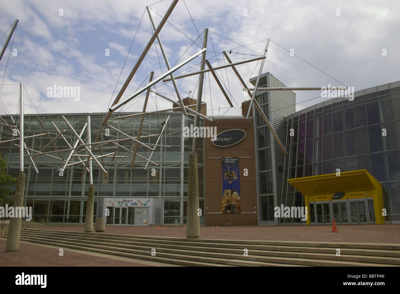Enterance to Maryland Science Center at Baltimore's Inner Harbor Stock