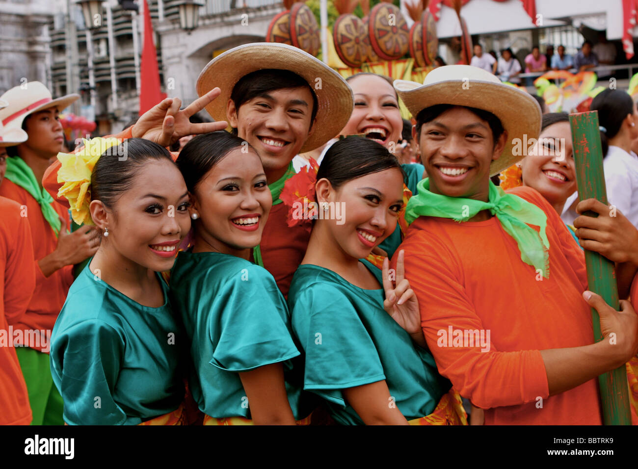 filipinos with sinulog costume on the sinulog festival Stock Photo