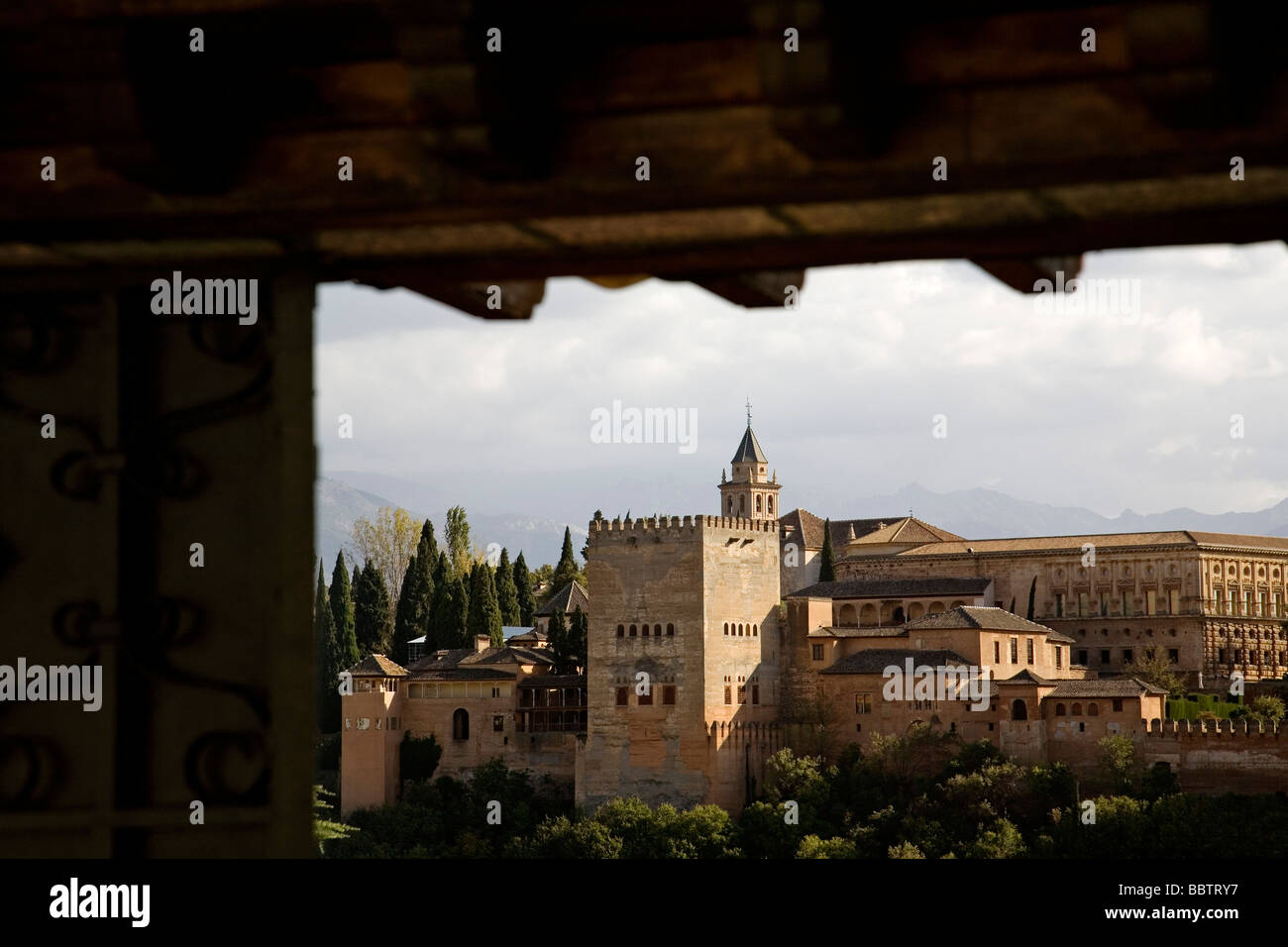 Panoramic of the Alhambra from the Mirador de San Nicolas Granada Andalusia Spain Stock Photo
